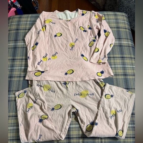 Women's Maternity Pineapple Striped Top and Pant Set - Picture 1 of 7